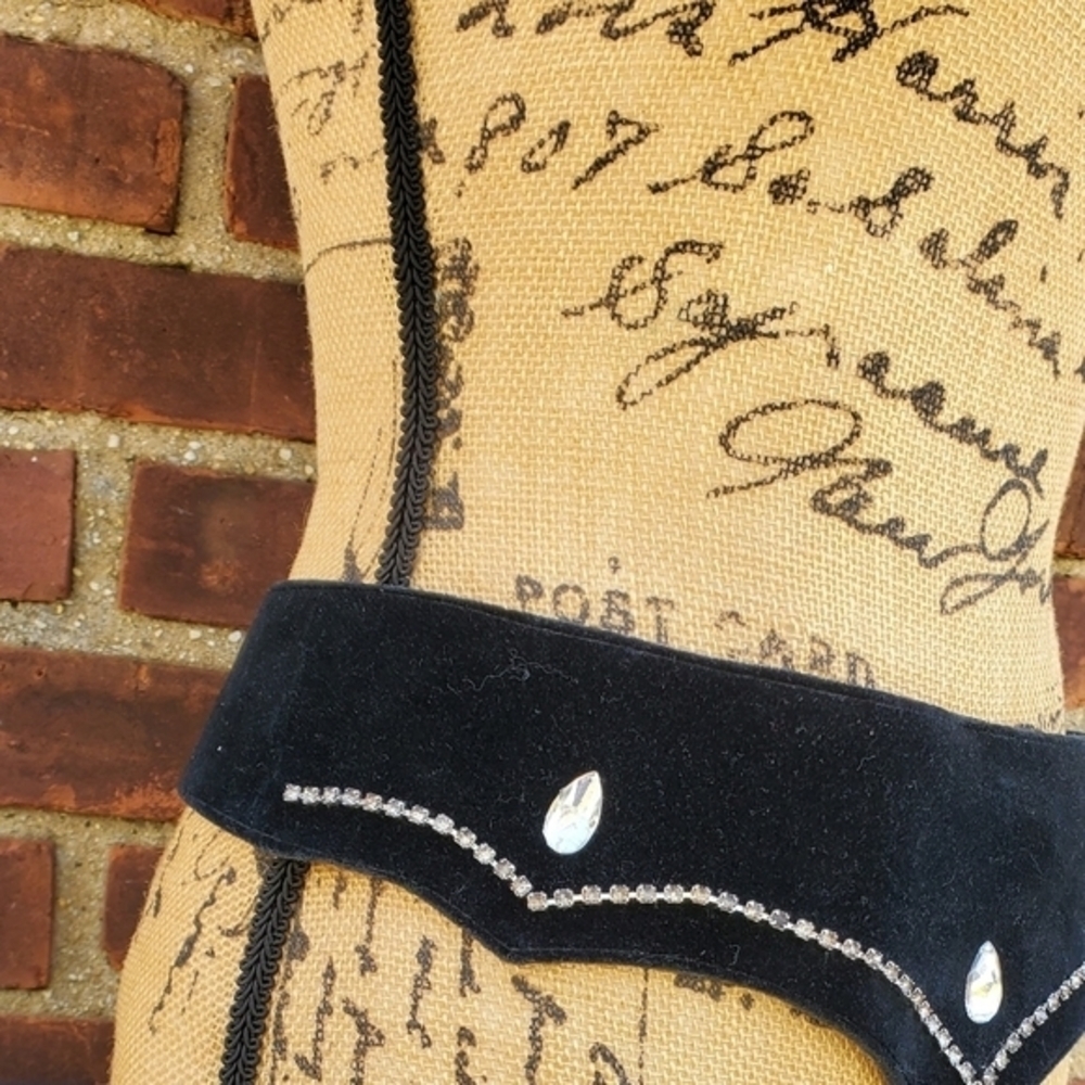 Vintage BlackVelvet Wide 80s bling belt‎ L - Picture 11 of 15